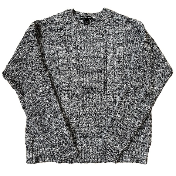 Mango Basics Cotton Sweater, Black & White Melange Knit, Women’s Size Small - Picture 4 of 6